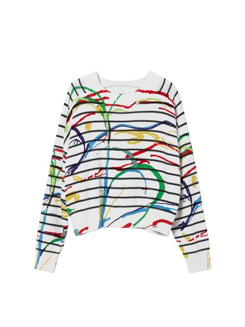 Desigual Pullover 'Striped arty'  gul / grøn / rød / sort / hvid