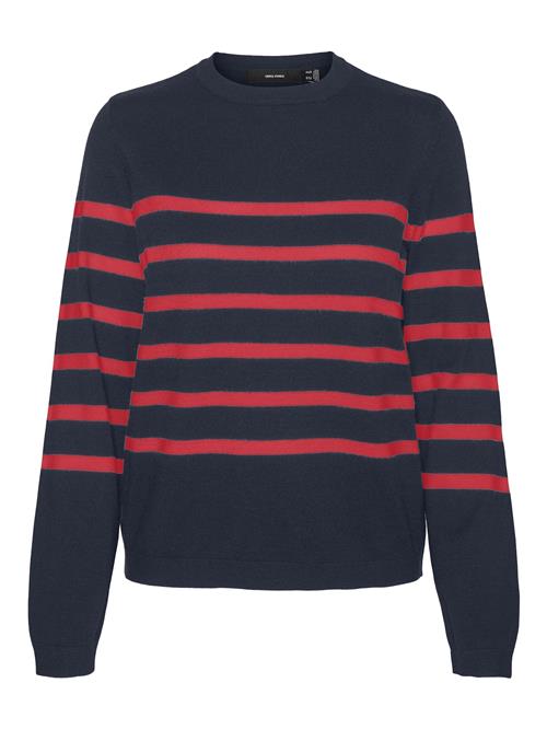 Se VERO MODA Pullover 'SABA'  mørkeblå / rød ved About You