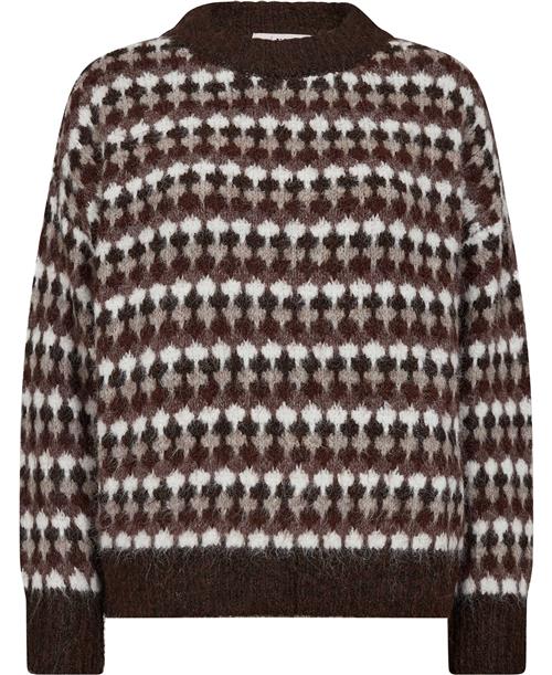 Se A-VIEW Patrisia Knit Pullover Kvinde Brown/sand Sweaters Loose Fit Str XS - hos Magasin ved Magasin