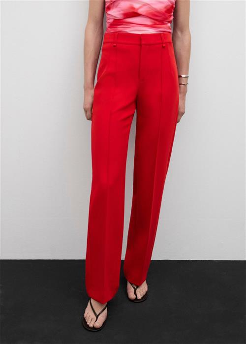 MANGO Straight Trousers With Decorative s Kvinde Red Bukser Str 40 - hos Magasin