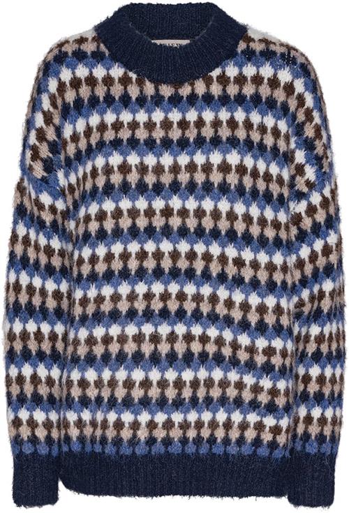 Se A-VIEW Patrisia Knit Pullover Kvinde Sand/navy Sweaters Loose Fit Str S - hos Magasin ved Magasin