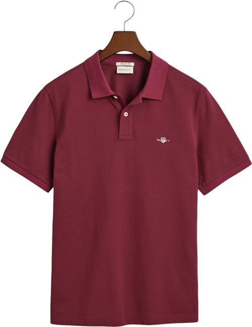 Gant REG Shield SS Pique Polo Mand Wine Red Kortærmede Poloer Str L - hos Magasin