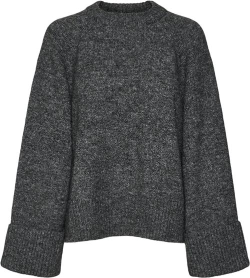 Vero Moda Vmnovah LS Oneck Knit VMA Kvinde Dark Grey Melange Sweaters Regular Fit Str M - hos Magasin