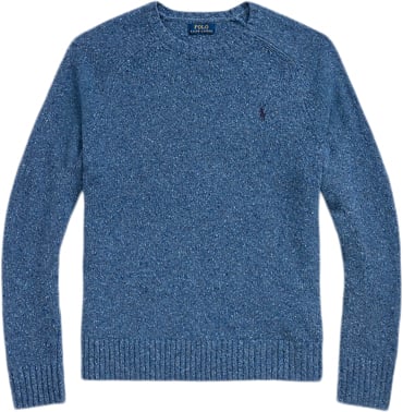 Se Polo Ralph Lauren Donegal Wool Blendlsl-plo Mand Chambray Blue Donegal Sweaters Str L - hos Magasin ved Magasin