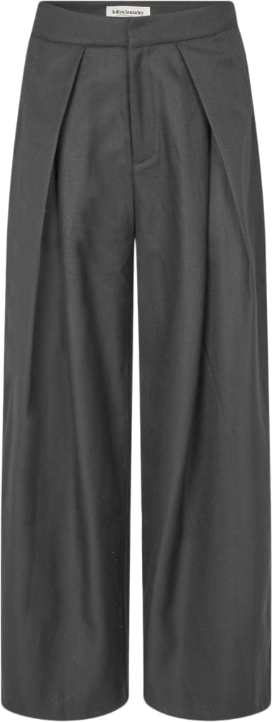 Lollys Laundry Zolall Pants Kvinde Dark Grey Melange Bukser Med Brede Ben Str S - hos Magasin