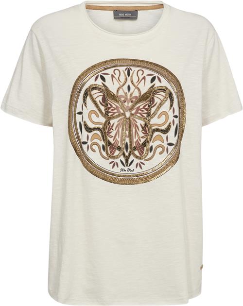 Mos Mosh Mmfiona OSS Embroidery Tee Kvinde Ecru Kortærmede T-shirts Str L - hos Magasin