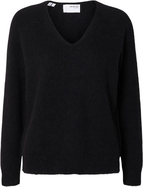 Selected Femme Slflulu NEW LS Knit Vneck B Noos Kvinde Sort Sweaters Str XS - hos Magasin