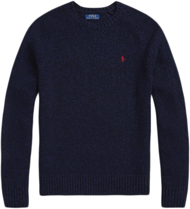 Se Polo Ralph Lauren Donegal Wool Blendlsl-plo Mand Ancient Navy Donegal Sweaters Str XL - hos Magasin ved Magasin