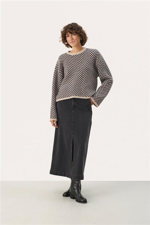 Se Part Two Leslypw PU Kvinde French Oak Jacquard Sweaters Str L - hos Magasin ved Magasin