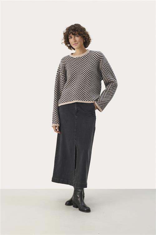 Se Part Two Leslypw PU Kvinde French Oak Jacquard Sweaters Str XL - hos Magasin ved Magasin