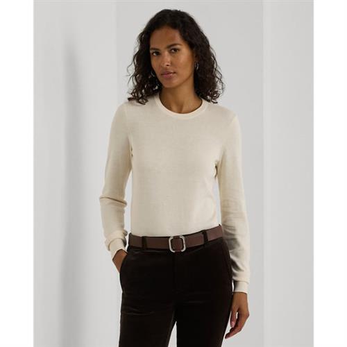 Se Lauren Ralph Lauren Cotton Modalls Sweater Kvinde Mascarpone Cream Sweaters Str L - hos Magasin ved Magasin