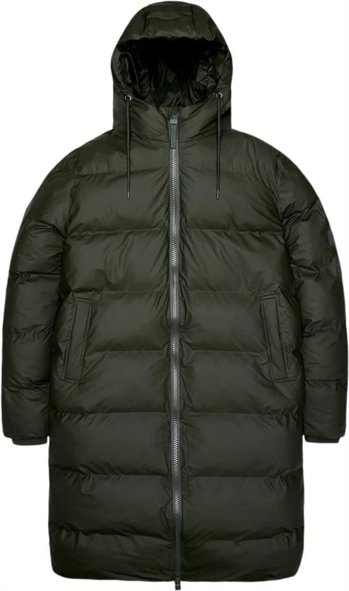 Rains Alta Long Puffer Jacket W3t4 Kvinde Green Regnjakker Str XS - hos Magasin