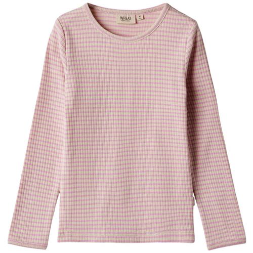 Se Wheat Britt Stribet Langærmet T-shirt Pink Lilac | Lyserød | 104 cm ved Babyshop