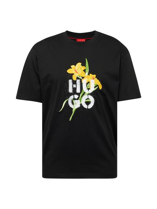 Se HUGO Bluser & t-shirts 'Dilablumi'  gul / grøn / sort / hvid ved About You