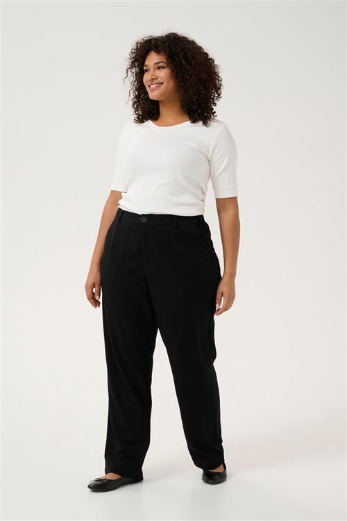 Kaffe Curve Kcmerla Straight Pants Kvinde Black Deep Bukser Str 44 - hos Magasin