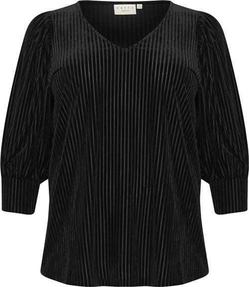 Kaffe Curve Kccacanna Blouse Kvinde Black Deep Cc. Kortærmede Bluser Str XL - hos Magasin