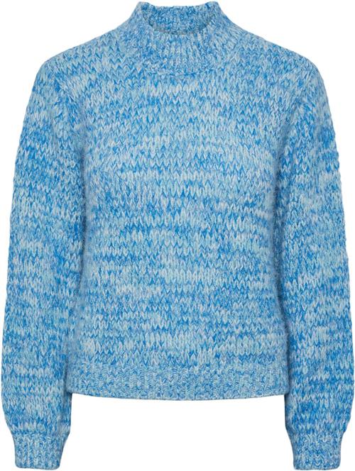 Pieces Pcnomana LS Oneck Knit BC Kvinde French Blue/clouddancer+Marineblue Sweaters Str S - hos Magasin