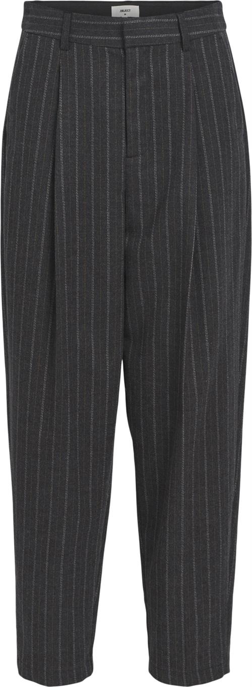 Object Objrobin HW Cropped Barrel Pant PB1 Kvinde Dark Grey Melange Bukser Med Brede Ben Str 42 - hos Magasin