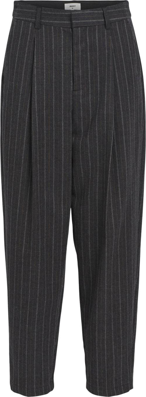 Object Objrobin HW Cropped Barrel Pant PB1 Kvinde Dark Grey Melange Bukser Med Brede Ben Str 36 - hos Magasin