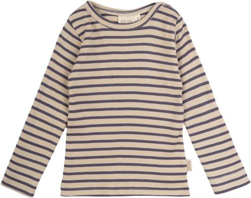 PETIT PIAO Tshirt L/S Modal Striped Str 86 cm - Dusty Violet/dark Langærmede T-shirts Bomuld hos Magasin