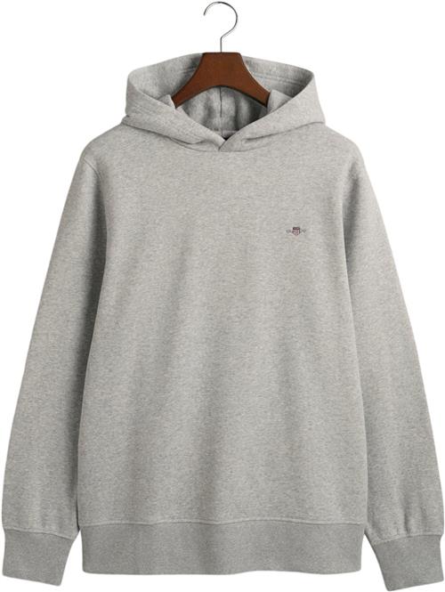 Se Gant REG EMB Archive Shield Hoodie Mand Grey Melange Hoodies Str M - hos Magasin ved Magasin