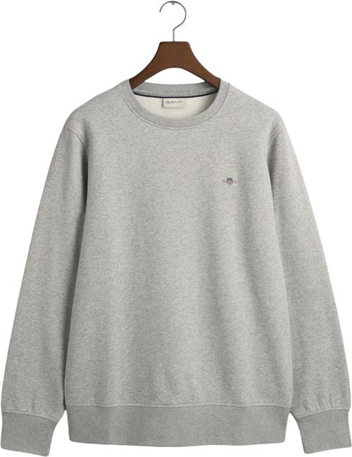 Gant REG EMB Archive Shield Cneck Mand Grey Melange Sweatshirts Str XL - hos Magasin