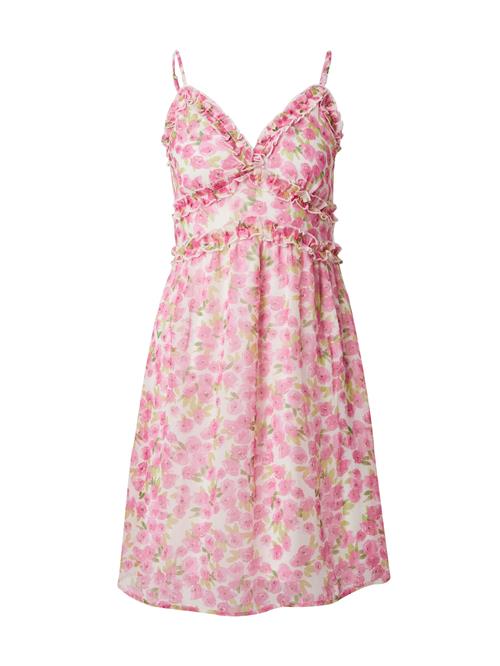 VERO MODA Sommerkjole 'SMILLA'  oliven / lyserød / lys pink / hvid