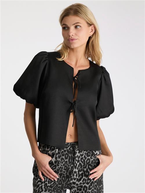 Neo Noir Aska Dull Satin Blouse Kvinde Black Kortærmede Bluser Str 40 - hos Magasin