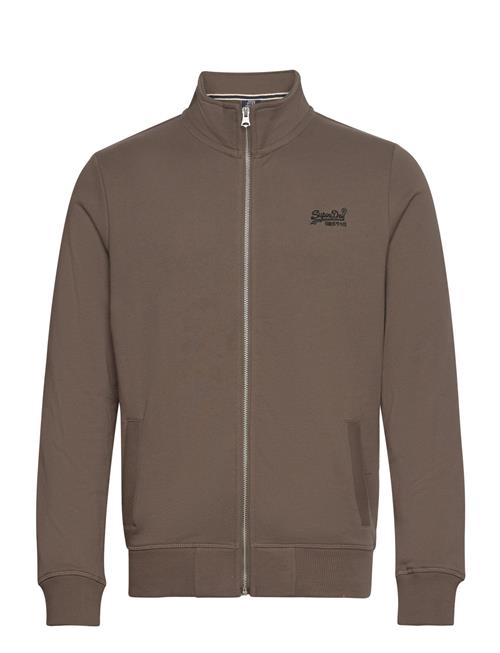 Se Superdry Essential Logo Zip Tracktop Ub Superdry Brown ved Booztlet