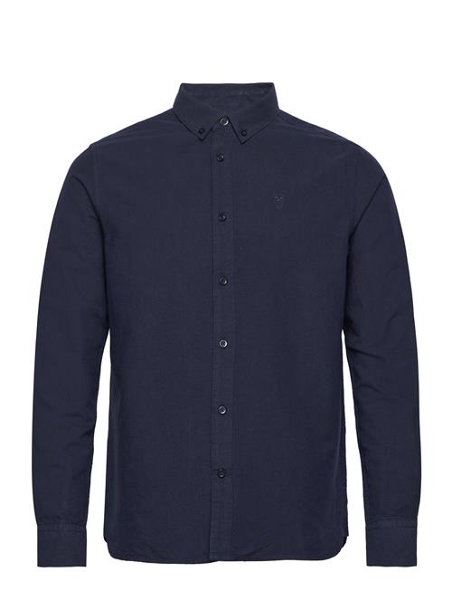 Knowledge Cotton Apparel Harald Small Owl Oxford Regular Fit Knowledge Cotton Apparel Navy