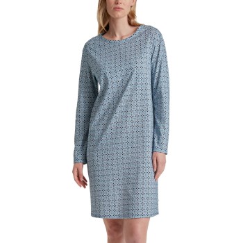 Se Calida Nights Long Arm Sleepshirt Lyseblå m Møns bomuld Medium Dame ved Timarco