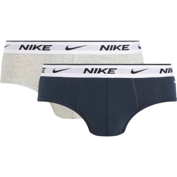 Nike 2P Everyday Cotton Stretch Brief Grå/Blå bomuld Small Herre