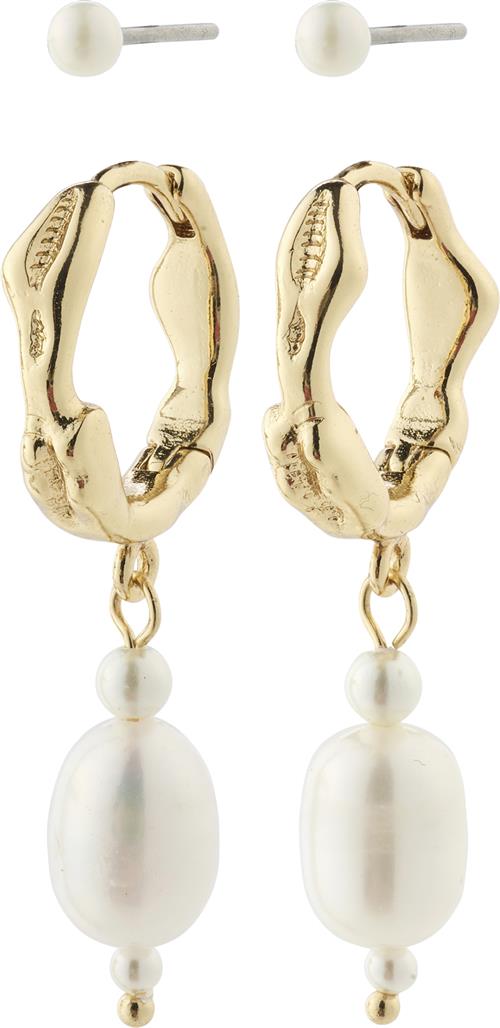 Se Pilgrim Constance Earrings 2in-1 set Gold-plated one size - Ørestikker hos Magasin ved Magasin