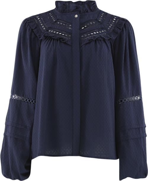 Se CONTINUE Sienna emb Kvinde Navy Blue Langærmede Bluser Str XL - hos Magasin ved Magasin