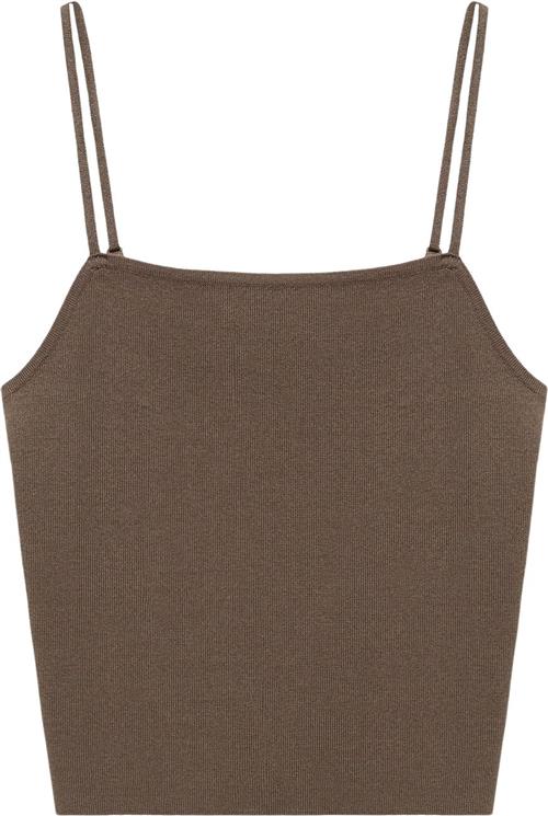 Se MANGO Knit Strap top Kvinde Beige - Khaki Langærmede Bluser Str L - hos Magasin ved Magasin