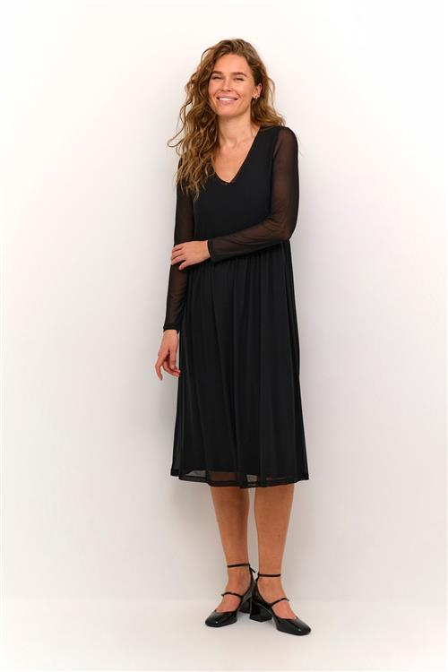 Culture Cumelida Vneck Dress Kvinde Black Midi Kjoler Str L - hos Magasin