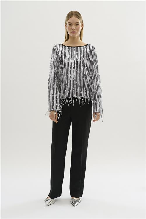 Karen by Simonsen Kbsandie Top Kvinde Silver Langærmede Bluser Straight Fit Str XL - hos Magasin