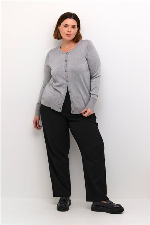 Se Kaffe Curve Kcregitta Cardigan Kvinde Grey Silver Metallic Langærmede Bluser Str XL - Nylon hos Magasin ved Magasin