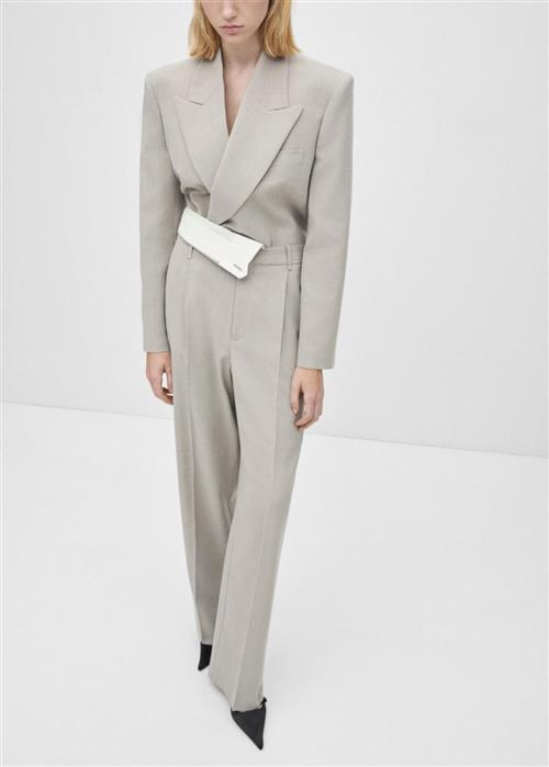 Se MANGO Straight Suit Trousers Kvinde Lt Pastel Grey Bukser Str 42 - hos Magasin ved Magasin