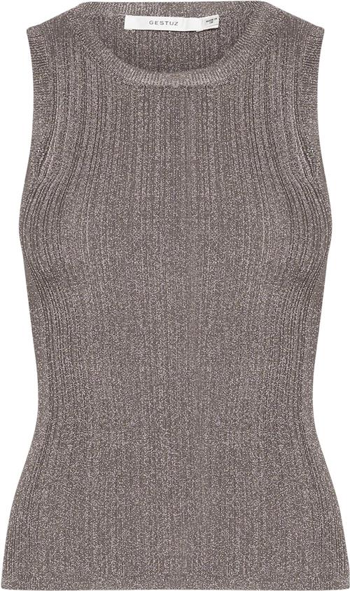 Se Gestuz Silvigz rib sl top Kvinde Warm Grey Metallic Toppe Str S - hos Magasin ved Magasin