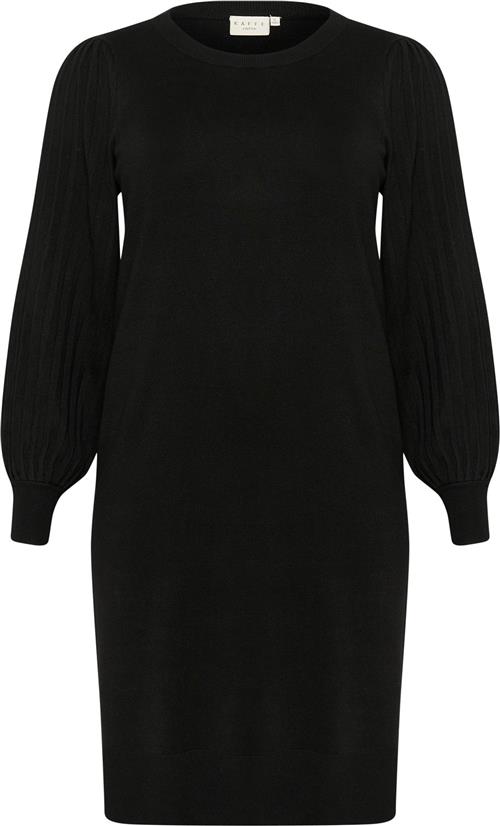 Se Kaffe Curve Kcloni Knit Dress Kvinde Black Deep Langærmede Bluser Str L - Viskose hos Magasin ved Magasin