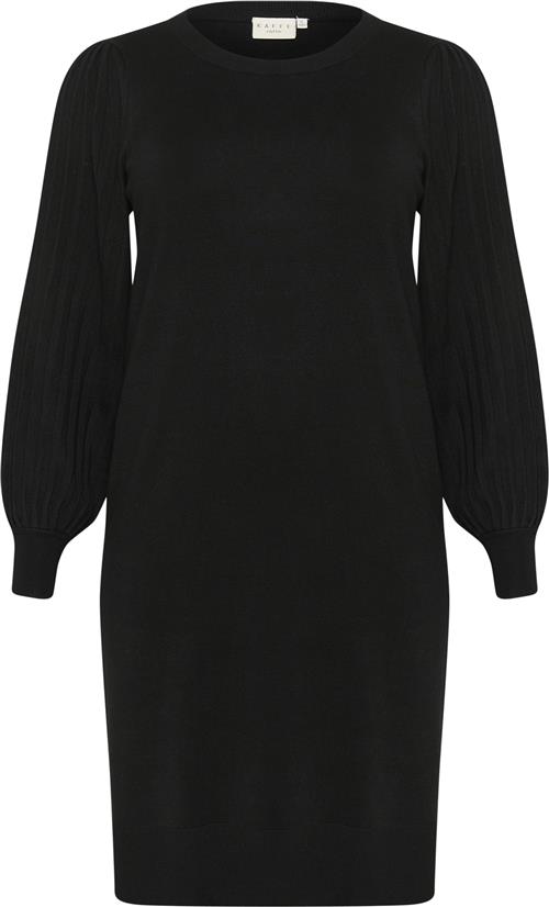 Kaffe Curve Kcloni Knit Dress Kvinde Black Deep Langærmede Bluser Str M - Viskose hos Magasin