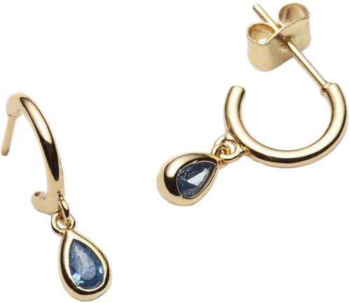 With love darling Water Drop Gold Hoops Earring ONE SIZE - Creoler Messing hos Magasin