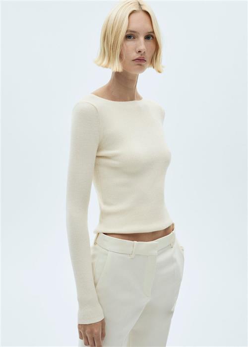 MANGO Sweater .- Yate Kvinde Light Beige Sweaters Slim Fit Str S - hos Magasin