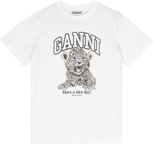 Ganni Basic Jersey Leopard Relaxed Tshir Kvinde Leopard Kortærmede T-shirts Str M - hos Magasin