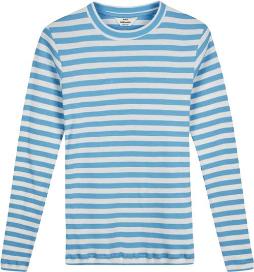 Mads Nørgaard - Copenhagen 2x2 Cotton Stripe Tuba Tee LS Kvinde Alaskan Blue/white Alyssum Langærmede T-shirts Str L - hos Magasin