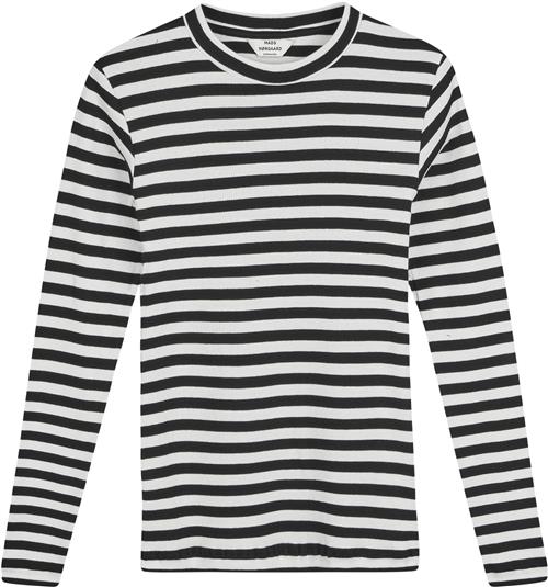 Se Mads Nørgaard - Copenhagen 2x2 Cotton Stripe Tuba Tee LS Kvinde Black / White Alyssum Langærmede T-shirts Str XS - hos Magasin ved Magasin