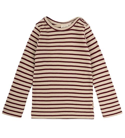 Se Petit Piao Bluse - Rib - Modal - Dark Cherry/Dark Off White ved KidsWorld