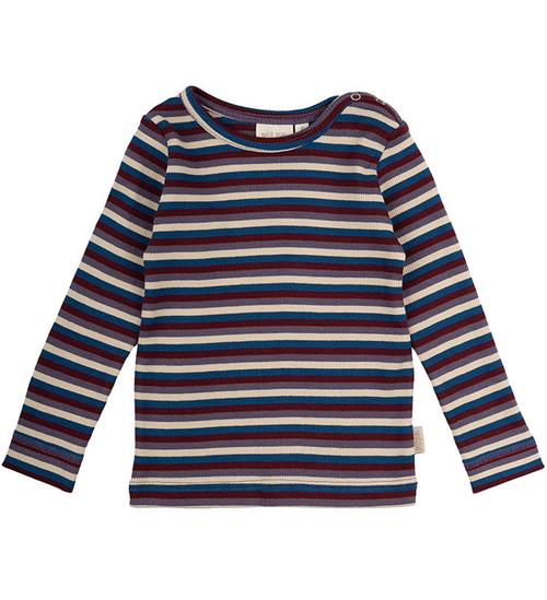 Se Petit Piao Bluse - Rib - Modal - Dark Cherry Multi Stripe ved KidsWorld