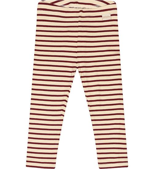 Se Petit Piao Leggings - Rib - Modal - Dark Cherry/Dark Off White ved KidsWorld